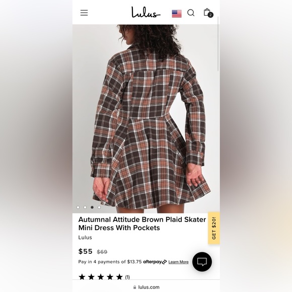 Lulus brown plaid dress - Picture 2 of 4